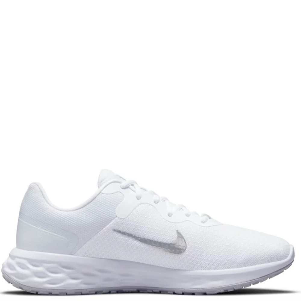 Nike Revolution 6 Women's White Running Shoe with Silver Swoosh